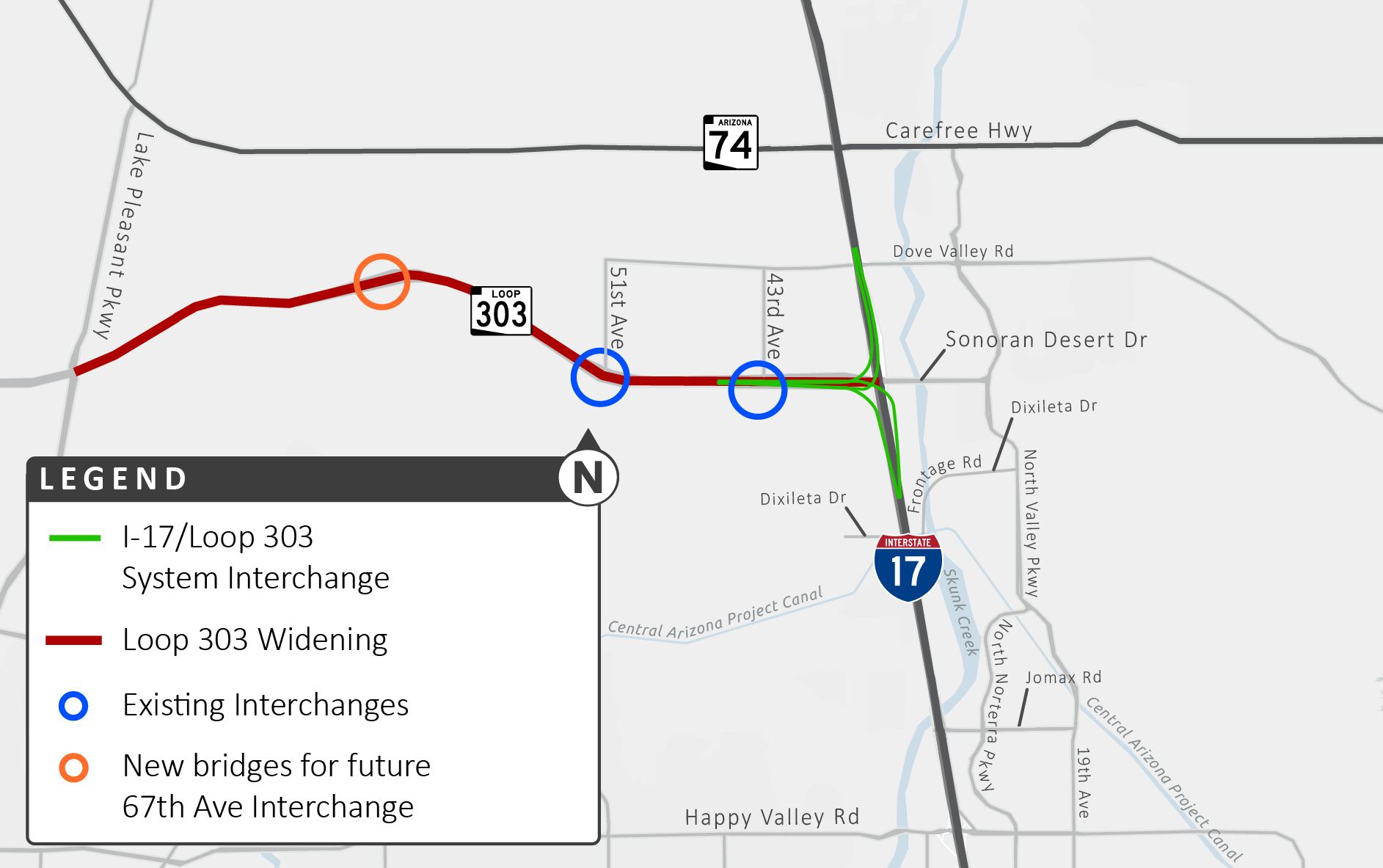 ADOT Map: Loop 303 two projects between I-17 and Lake Pleasant Parkway (file 2025)