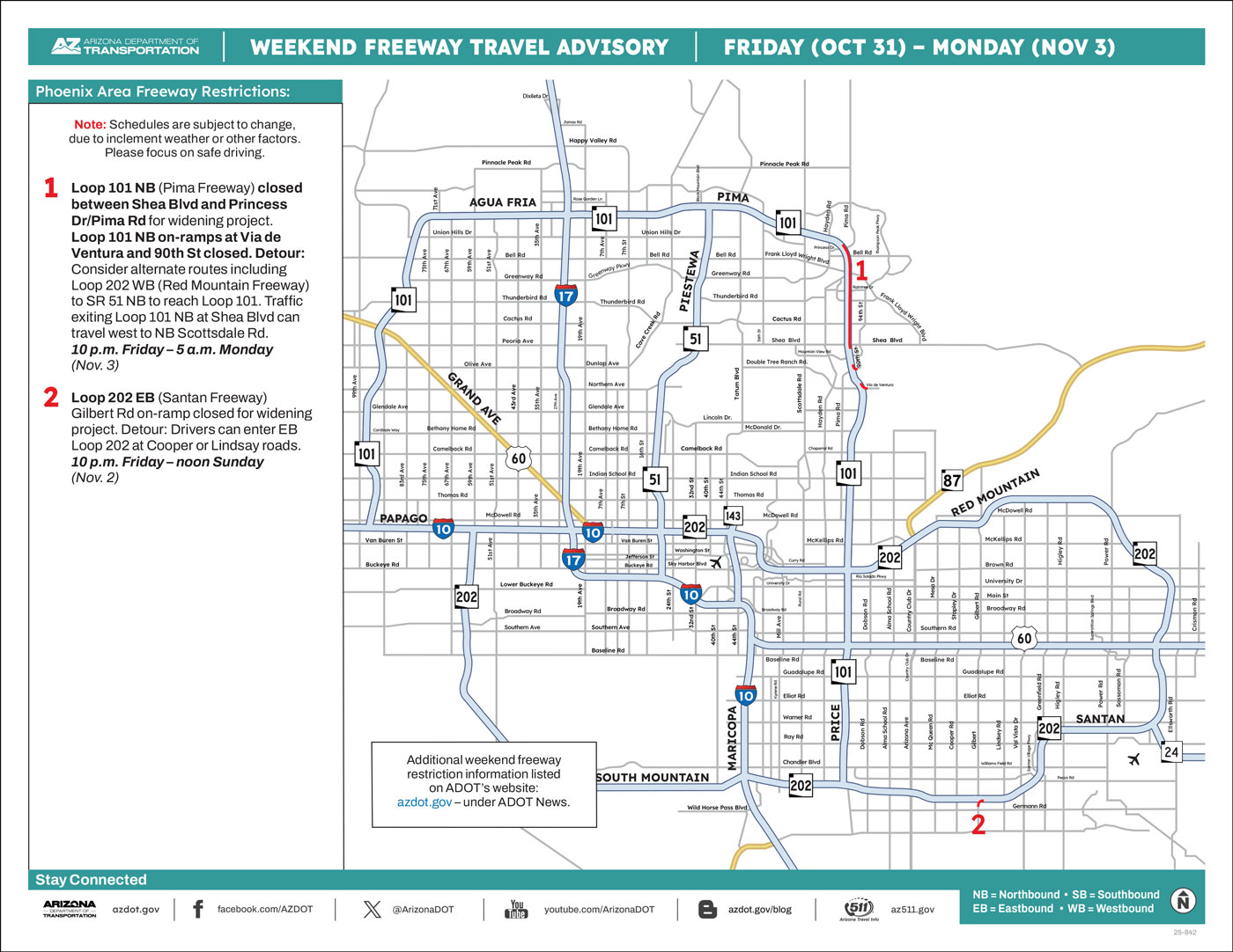 Weekend Freeway Advisory map