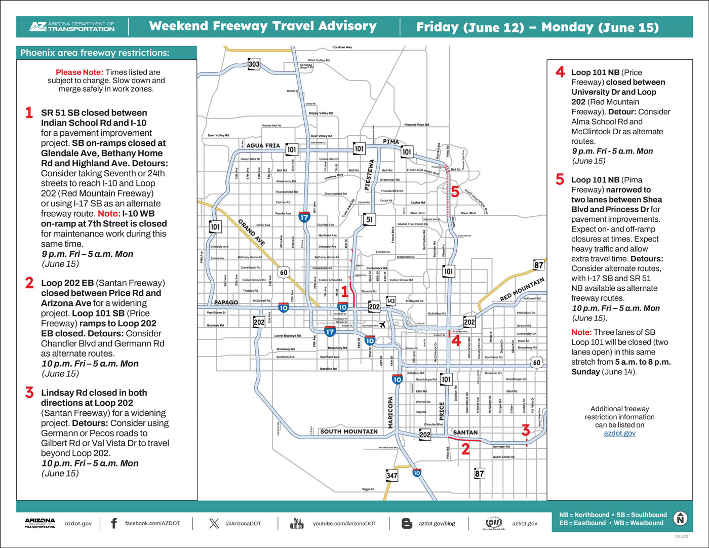 Weekend Freeway Travel Advisory June 12