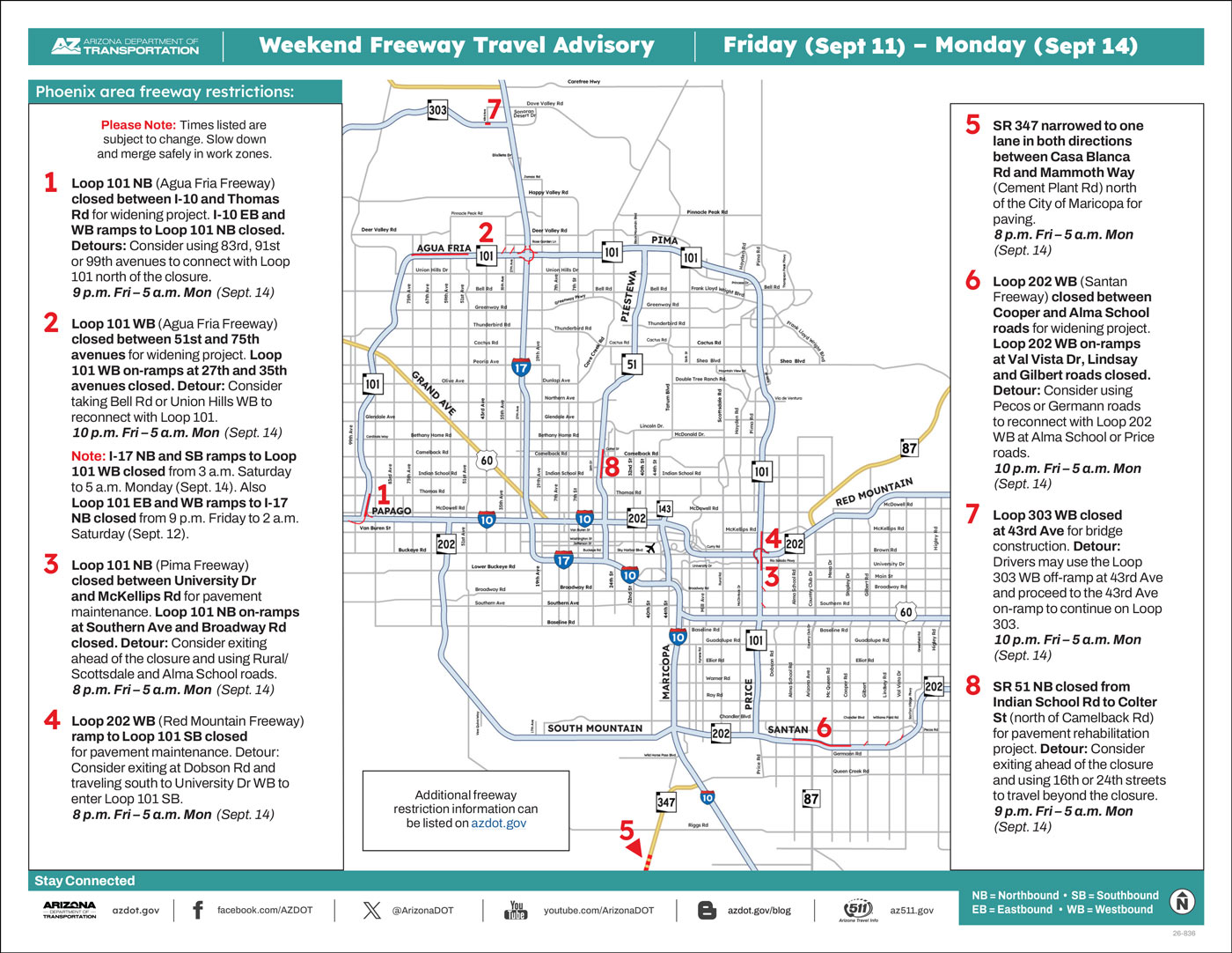 Map showing restrictions on valley freeways.