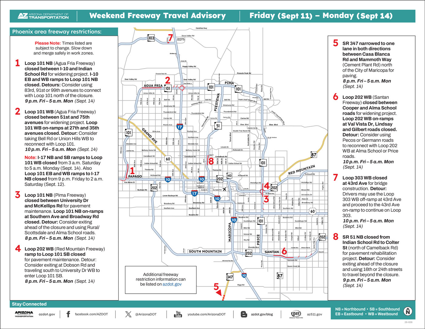 Map showing restrictions and closures