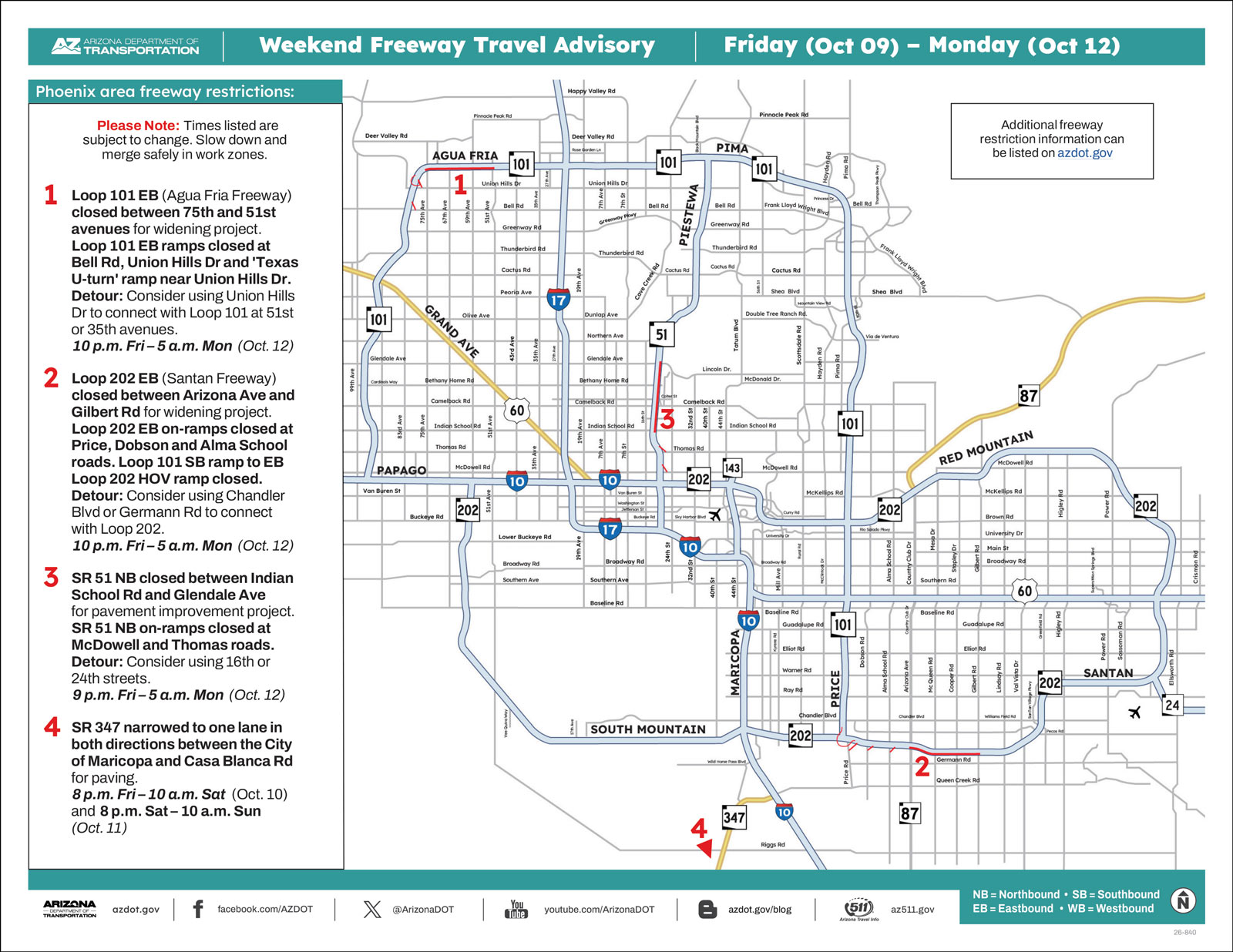 Map showing restrictions on valley freeways.