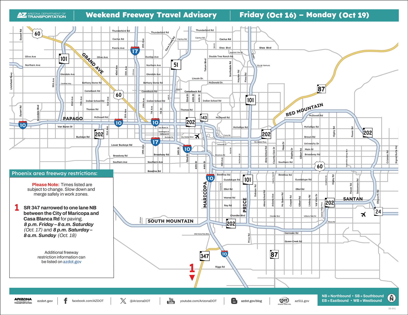 Map showing restrictions on valley freeways