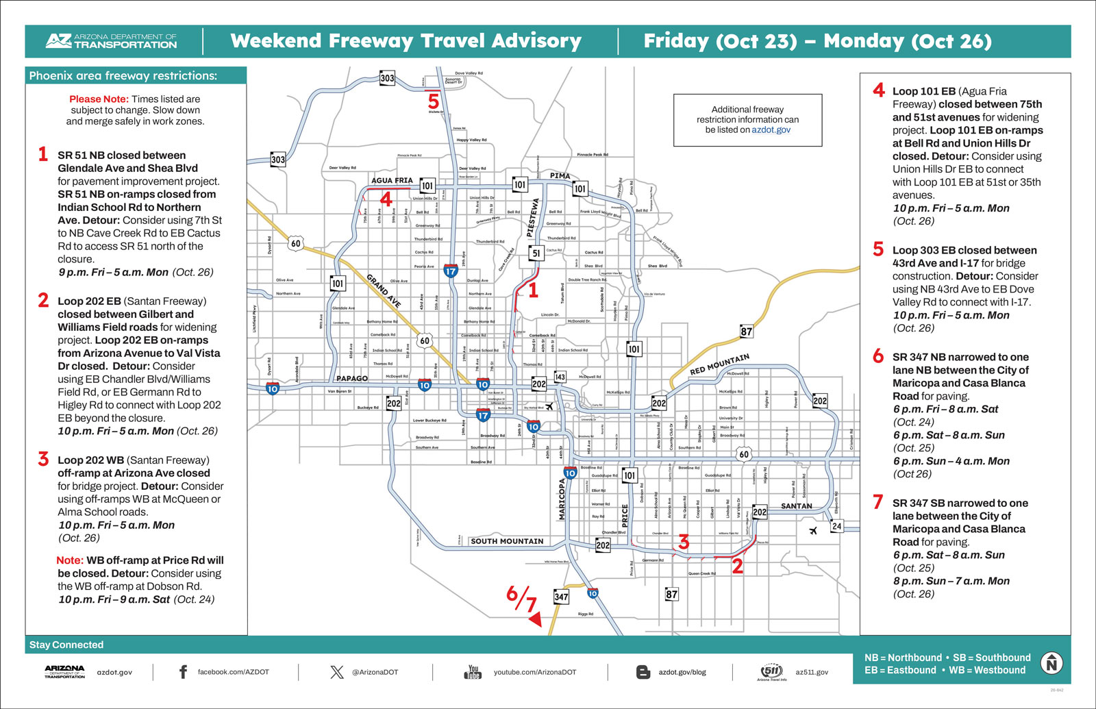 Map showing restrictions and closures.