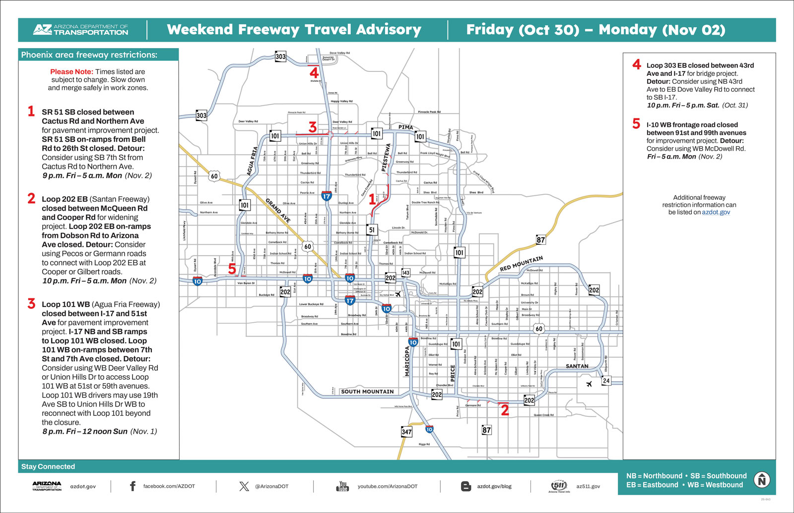 Map showing restrictions and closures.