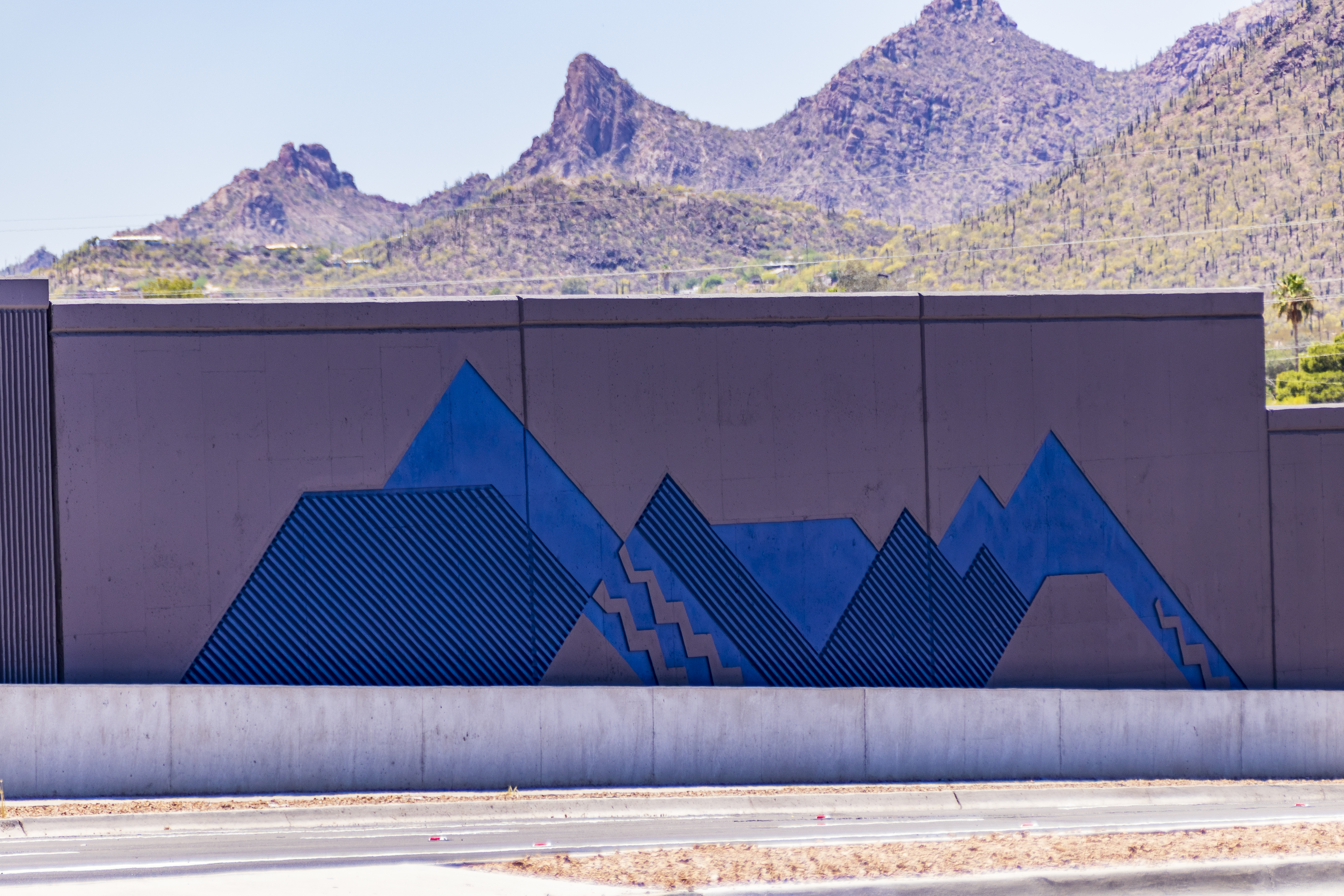 Blue mountain artwork on Interstate 19 at Ajo Way