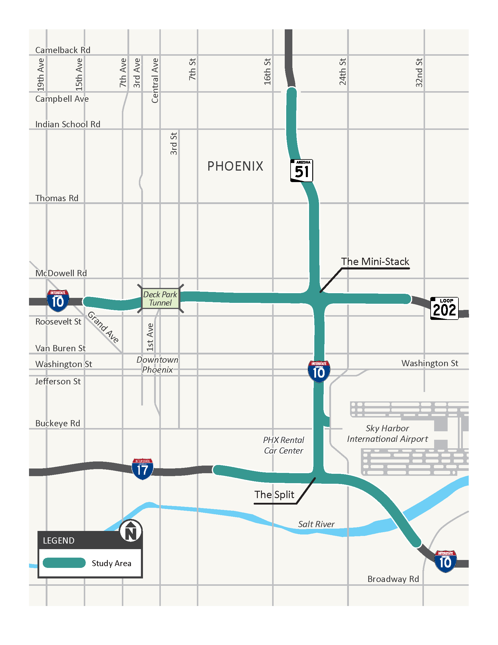 I-10 Split 3rd St Map