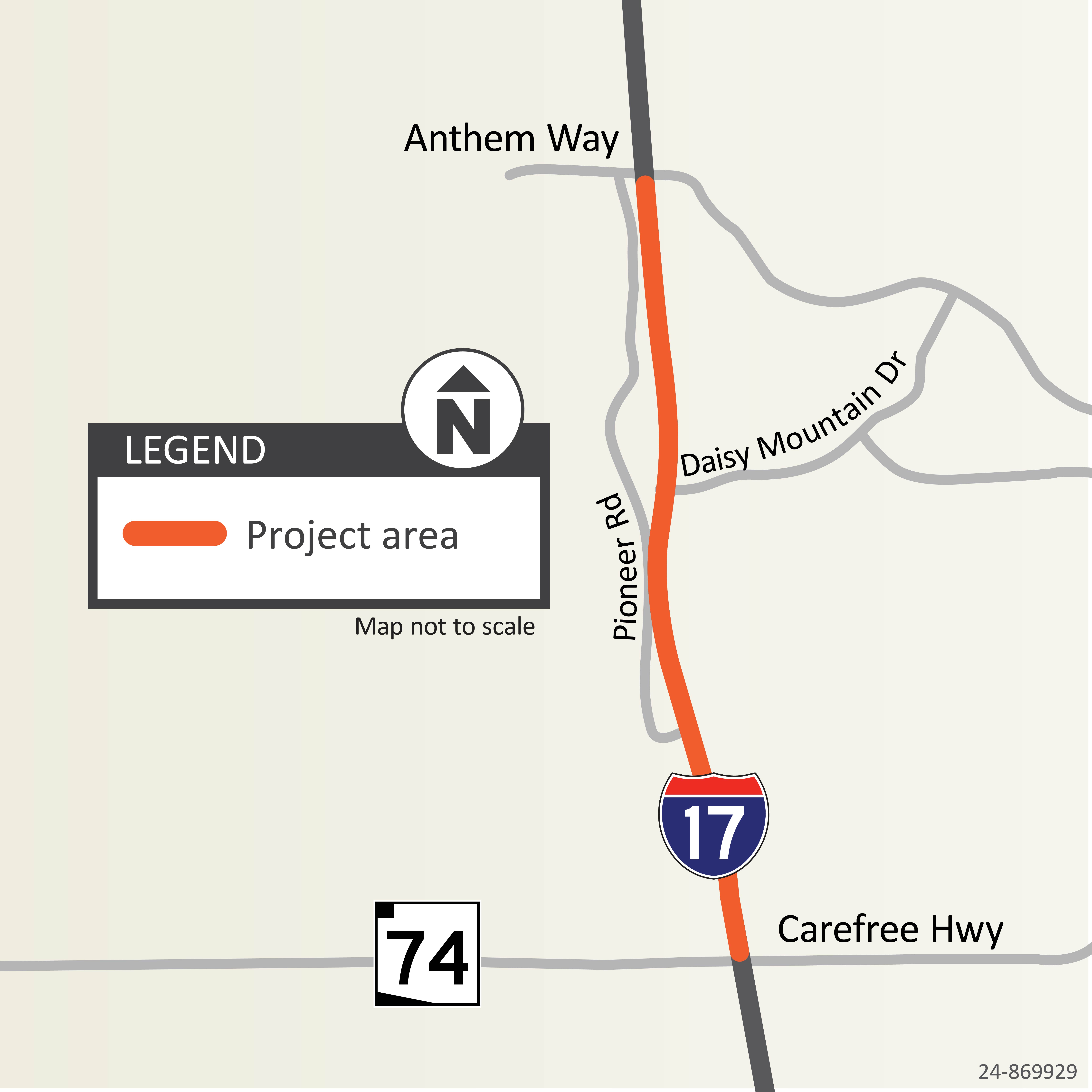 I-17 Resurfacing Project Map SR 74 to Anthem Way (ADOT June 2025)