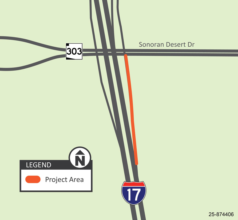 Northbound I-17 off-ramp to Loop 303 expansion map (ADOT sept 2025)