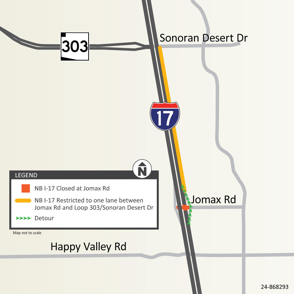 Northbound I-17 Closure Map (Jomax Rd) Sept. 6, 2024 - ADOT