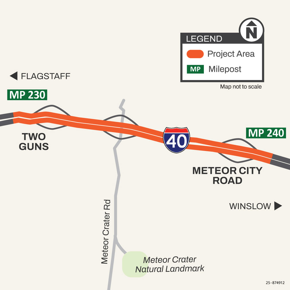 I-40 Pavement Improvement Project Map (east of Flagstaff) Sept. 25