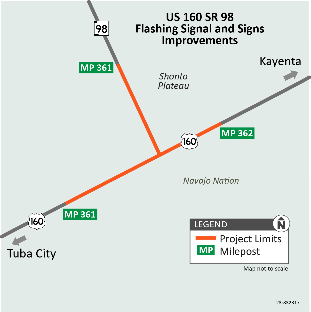 US 160 and SR 98 map