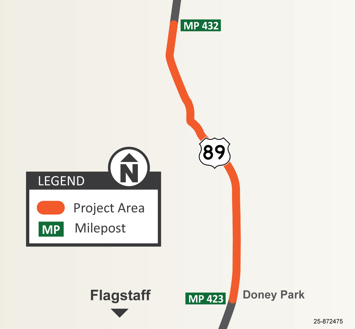 US 89 Drainage Project Area Map ADOT March 2025 (NE of Flagstaff AZ)