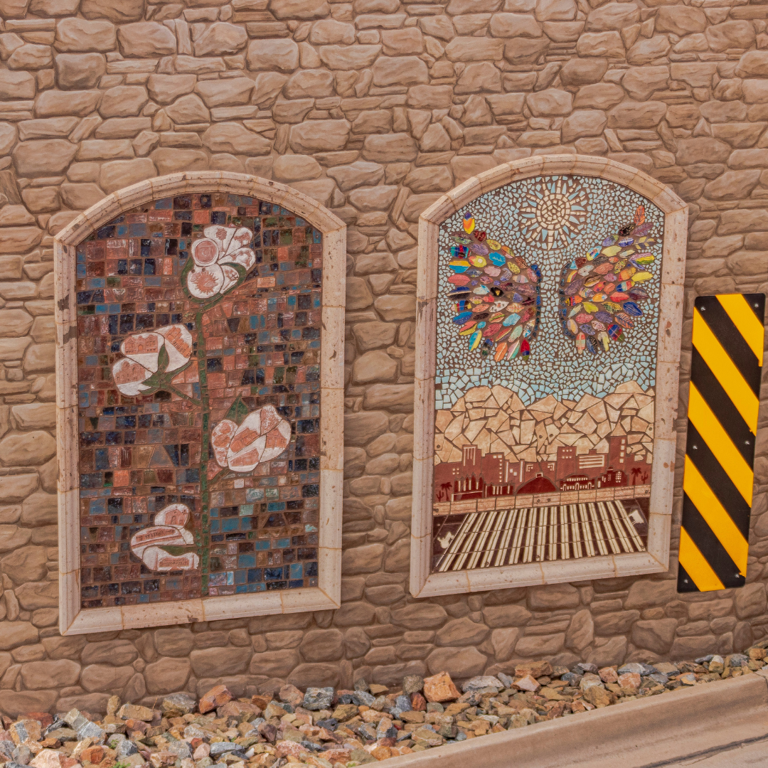 Photo of the mosaics at the State Route 84 Casa Grande underpass