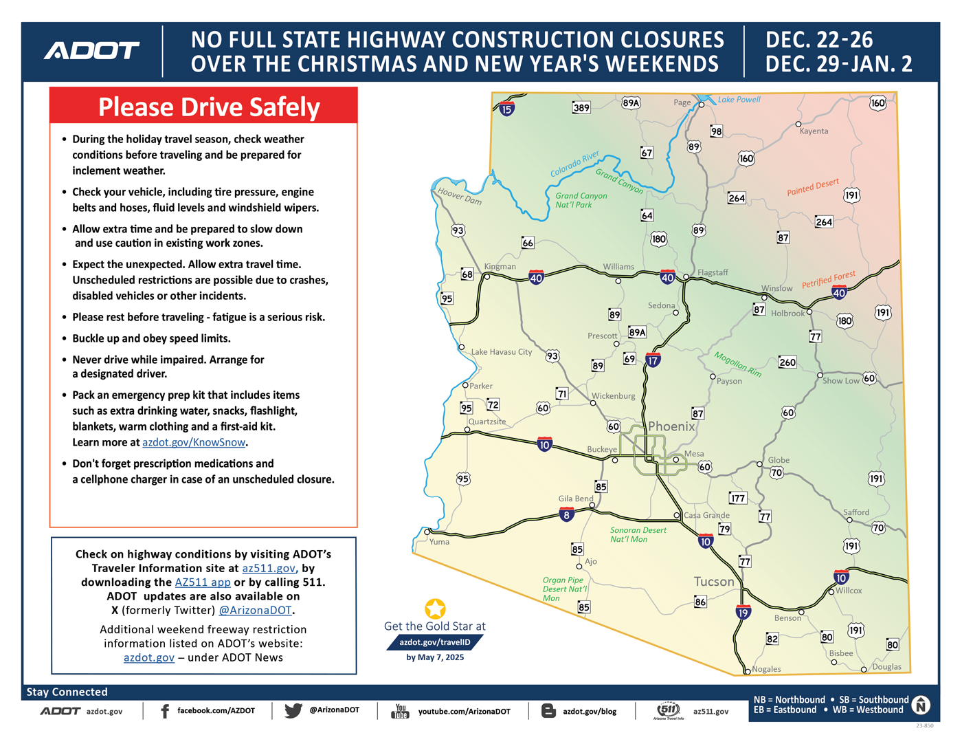 Weekend Freeway Advisory Map