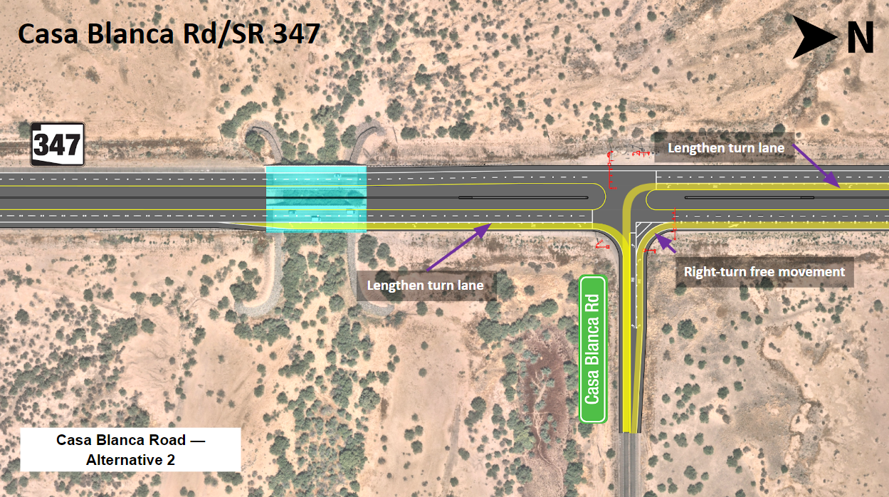 alternative 2 for Casa Blanca road improvements in an improved standard T intersection