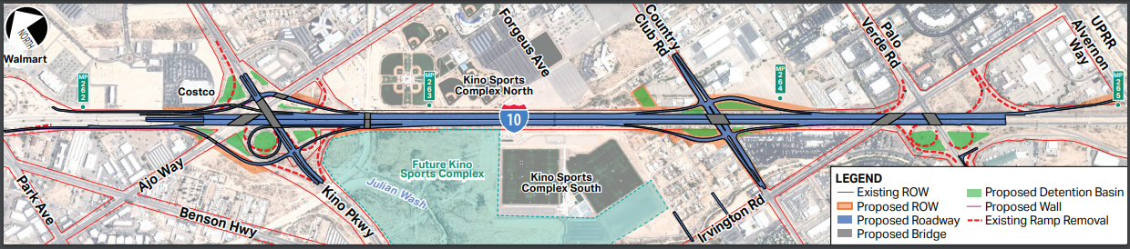 I-10 Kino to Country Club Map