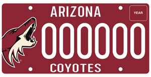 NHL® Phoenix Coyotes License Plate SUPPORT YOUR TEAM 