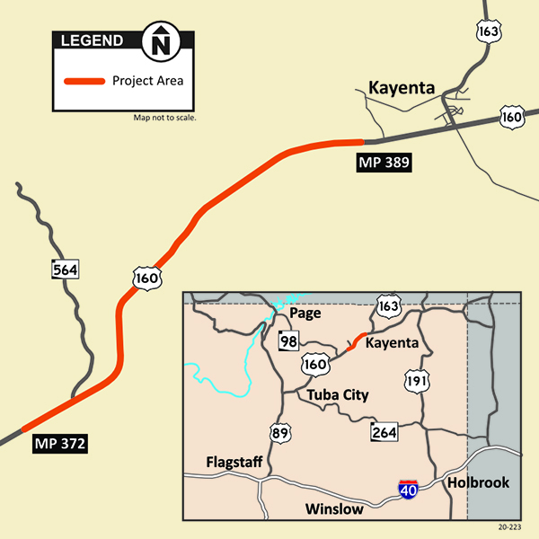 US 160: Long House Valley, Kayenta Project Map