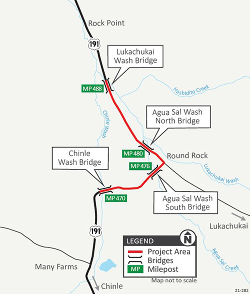 US 191 Chinle Bridges Map
