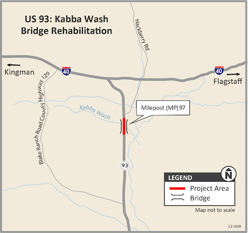 US 93 Kabba Wash Bridge Rehabilitation Project Map