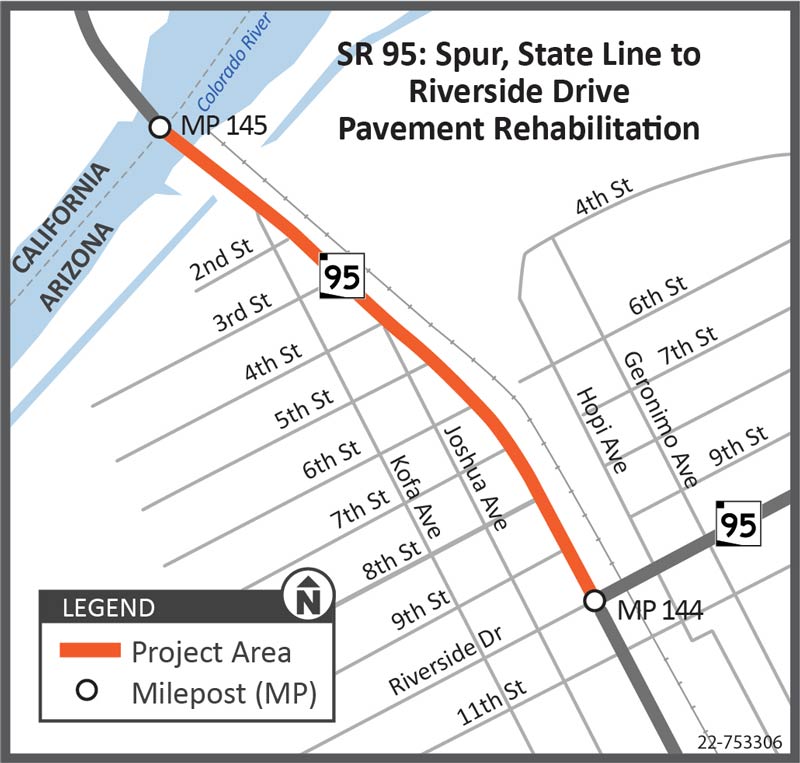 SR 95 spur, State Line to Riverside Drive Pavement Preservation Map