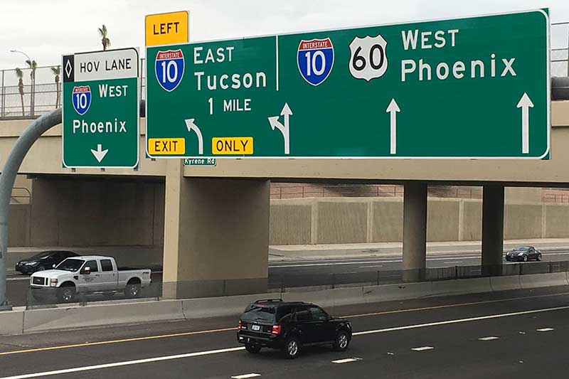 Overhead highway signs