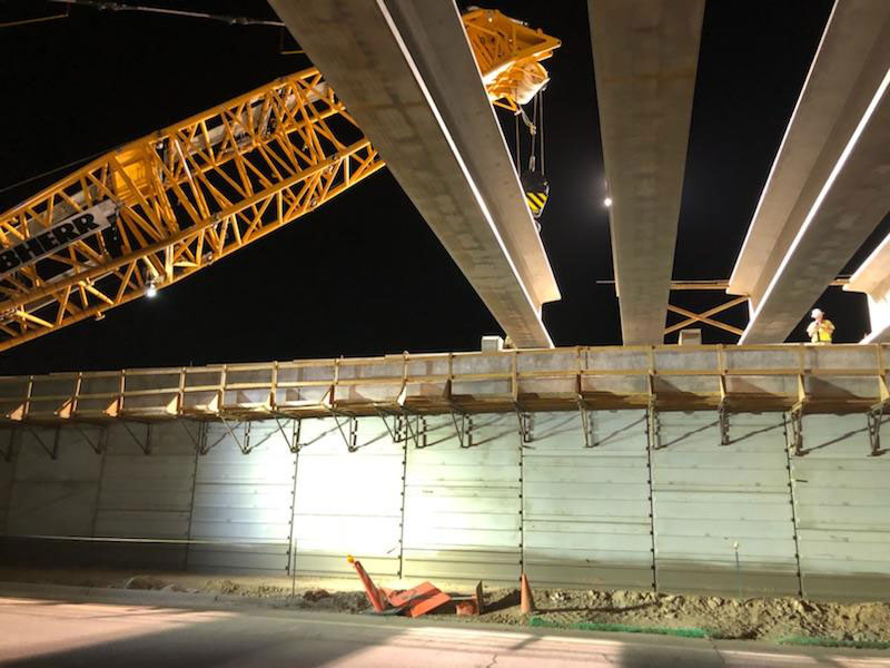 Bridge girders placed at South Mountain Freeway 24th Street interchange