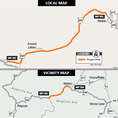 State Route 260 East of Christopher Creek Map