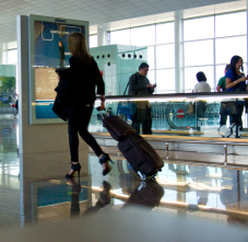 People walking in an airport.