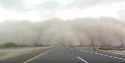 Wall of dust on freeway