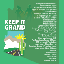 A graphic showing the names of Adopt a Highway groups.