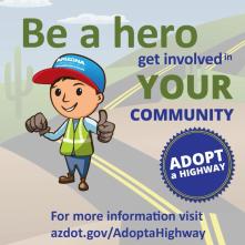 An animated image of a person kicking up litter near a rural highway.