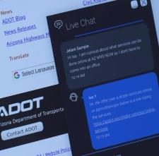 A screen shot of a computer screen displaying a live chat with a representative from the MVD.