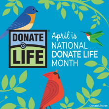 April is National Donate Life Month graphic.