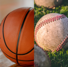 A basketball and a baseball.