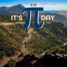 The pi symbol on top of a photo of a highway in rural Arizona.