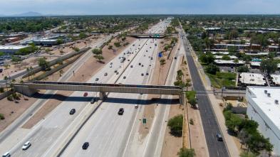 A drone photo of the highway