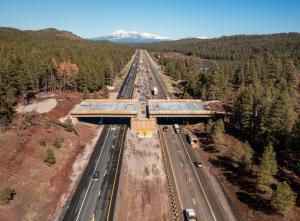 Aerial view of I-17 wildlife overpass project