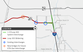 Map of Loop 303 project in North Valley