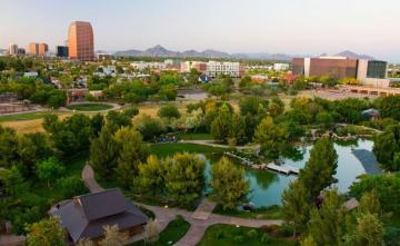 Aerial view of Hance Park.