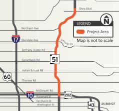 State Route 51 Pavement Project Map (ADOT March 2026)