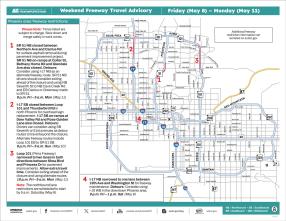 ADOT's Weekend Freeway Travel Advisory Map (May 8-11, '26B) The Phoenix Area