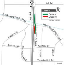 Raintree Drive on-ramp closure map