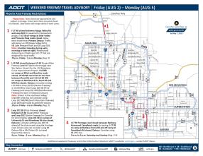 ADOT's Weekend Freeway Travel Advisory Map (Aug. 2-5, '24) Phoenix Area