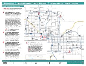 ADOT's Weekend Freeway Travel Advisory Map (Aug. 15-18, '25) The Phoenix Area