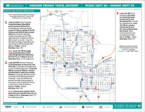 ADOT's Weekend Freeway Travel Advisory Map (Sept. 26-29B, '25) The Phoenix Area