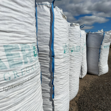 White bags with foam glass.