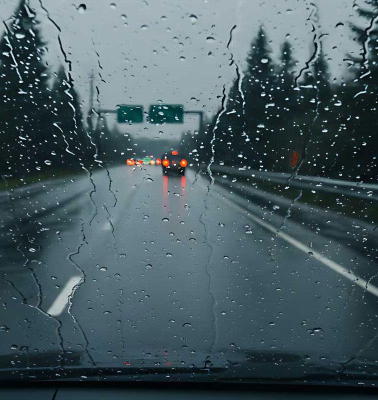 rainy day driver POV