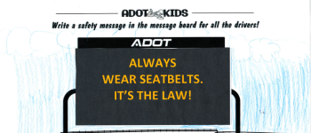 A coloring sheet with a message written on a message sign.